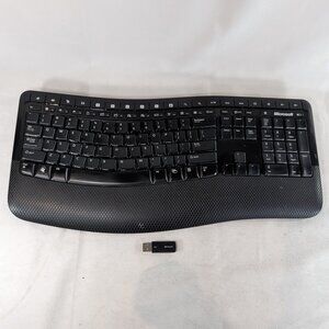 Microsoft Comfort Curve Keyboard 5000 w/ USB Dongle TESTED Black WUG0872 Slim